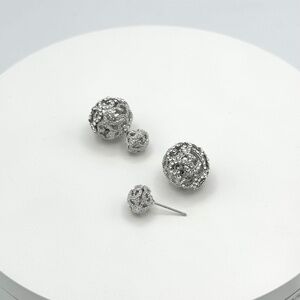 925 Sterling Pave Crystal Sphere Earrings